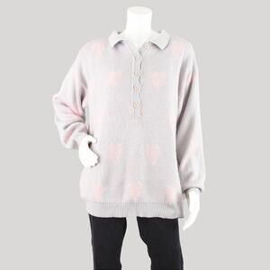 Vintage 80s Pastel Purple & Pink Hearts Sweater, Women's Size 14 - 16